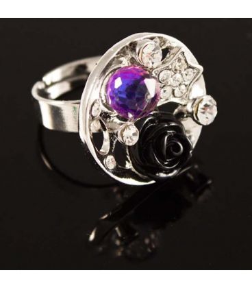 Кольцо "Роза черн., звезда на круге"