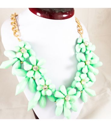 Кольє об'ємне з великих каменів зі стразами, довжина регулюється