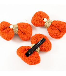 Ширина: 8 см.Резинка,заколка "Вязанный бант" (с жемч.) цвет в асс.