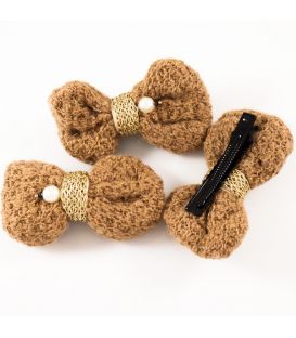 Ширина: 8 см.Резинка,заколка "Вязанный бант" (с жемч.) цвет в асс.