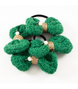 Ширина: 8 см.Резинка,заколка "Вязанный бант" (с жемч.) цвет в асс.