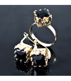 Набор позолочннй кольцо + серьги