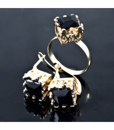 Набор позолочннй кольцо + серьги