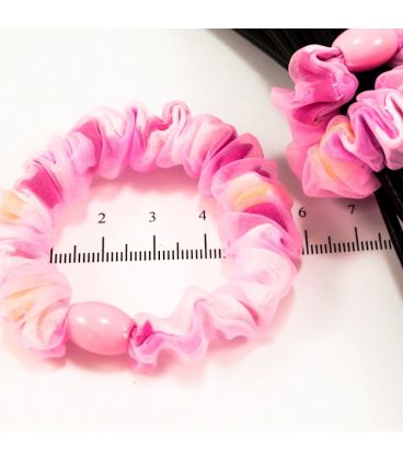 Шифонова гумка з бусиною яскрава