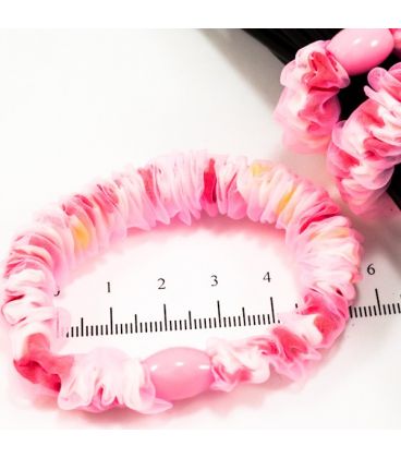 Шифонова гумка з бусиною яскрава