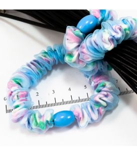 Шифонова гумка з бусиною яскрава