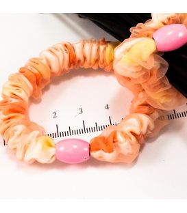 Шифонова гумка з бусиною яскрава