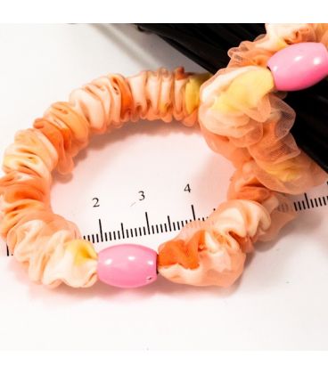 Шифонова гумка з бусиною яскрава