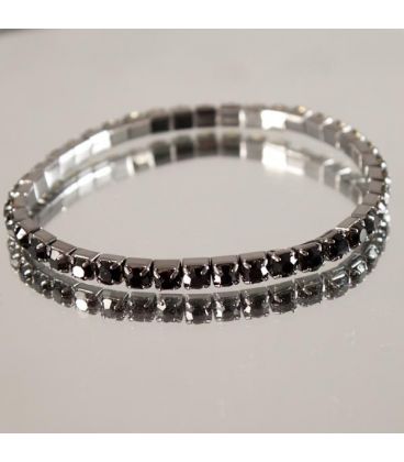 Браслет 1 ряд, черные стразы