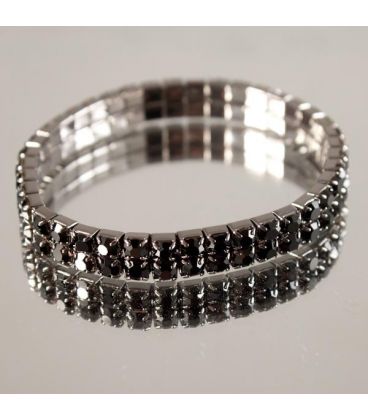 Браслет 2 ряда, черые стразы
