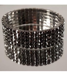Браслет 5 рядів, чорні стрази