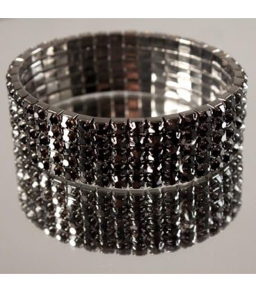 Браслет 5 рядів, чорні стрази