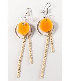 Сережки "Коло пластик з блискітками"