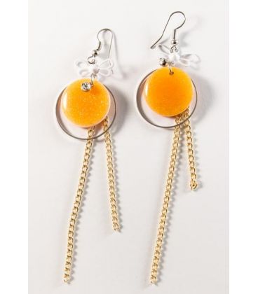 Сережки "Коло пластик з блискітками"