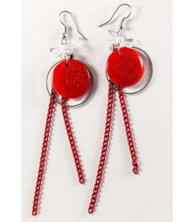 Серьги "Круг пластик с блестками"