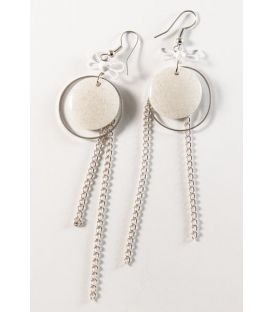 Серьги "Круг пластик с блестками"