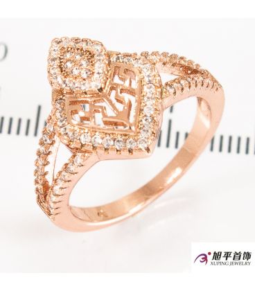 Кільце позолота "Подвійний ромб, грецький малюнок"