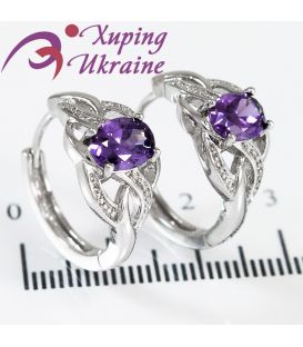 Сережки Xuping родіум "Овальний камінь"