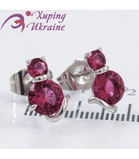 Серьги-гвоздики родиум "Кот" (2 камня)