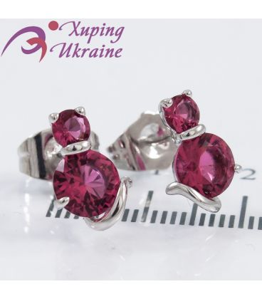 Сережки-гвоздики родіум "Кіт" (2 камені)