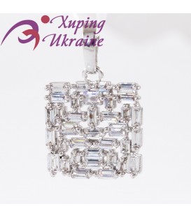 Подвеска родиум Квадрат 1,5х1,5, прямоуг. камни внутри