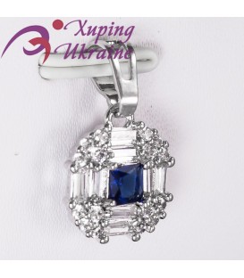 Подвеска родиум Квадрат- камень 0,4 вокруг кругл.+прямоуг. камни