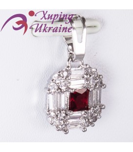 Подвеска родиум Квадрат- камень 0,4 вокруг кругл.+прямоуг. камни