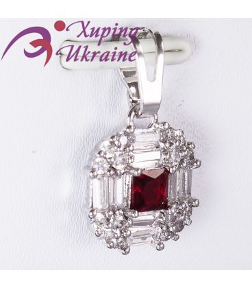 Підвіска родіум Квадрат - камінь 0,4 навколо кругл. + прямокут. каміння