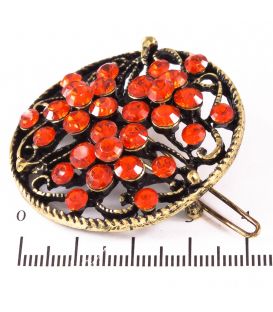 Заколка на челку в стразах, (бронз.)