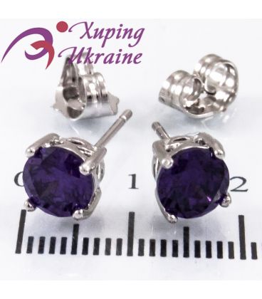 Серьги-гв. род./поз. "Камень 0,6 в 4х держ. на осн-ии"