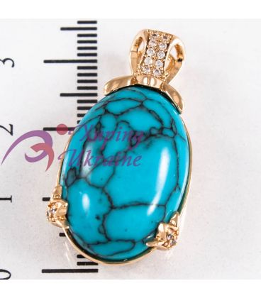 Подвеска лимонная позолота, овальный камень