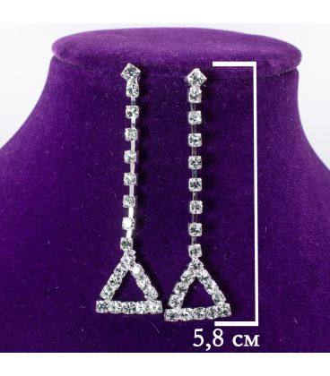 Серьги "Треугольник на линии страз"