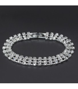 Браслет м'який 3 ряди страз