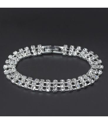 Браслет м'який 3 ряди страз