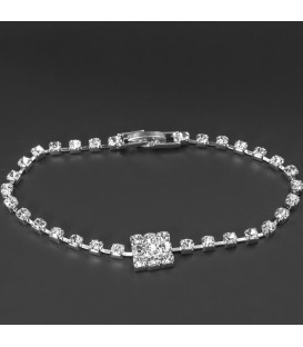 Браслет м'який "Лінія страз із квадратом"