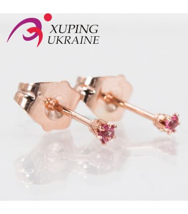 Сережки-гвоздики "Камінь 0,2 у квітці тримачі"