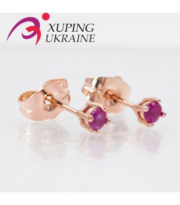 Серьги-гвоздики позолота "Квадр камень 0,4 " 