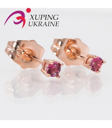 Серьги-гвоздики позолота "Квадр камень 0,4 " 