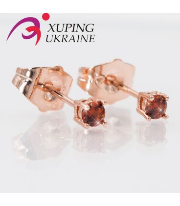 Сережки-гвоздики "Камінь 0.3 см у 4х власниках"