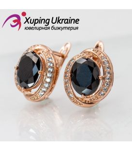 Сережки позолота "Овальний камент у завитку"
