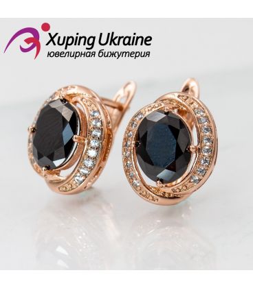 Сережки позолота "Овальний камент у завитку"