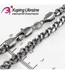 Цепочка черный родиум восмерки 0,5/55 см