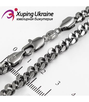 Цепочка черный родиум восмерки 0,5/55 см