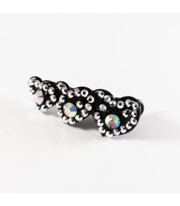 Заколка боковая, черная, стразы, 1 шт.