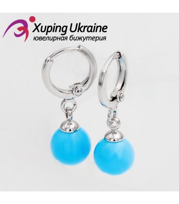 Сережки родіум "Блакитна перлина" (Медичне золото)