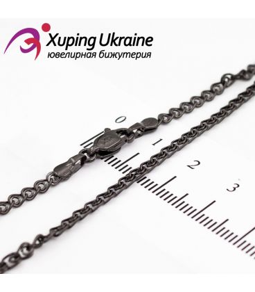 Цепочка черный родиум плетение лав, 0,3/50 см 