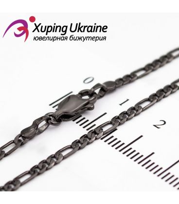 Цепочка черный родиум плетение картье 0,2/50 см 