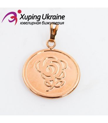 Подвеска позолота Круглый медальон с розочкой 