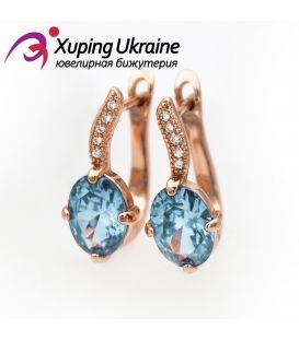 Серьги позолота "Овальный камень на изгибе"