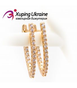 Сережки Xuping Дорожка-паличка (голочки) лимонна позолота (Медичне золото)